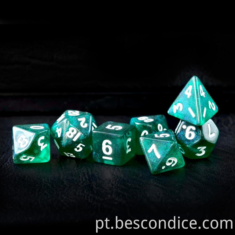 10mm Mini Polyhedral Dice Collection Green Moonstone 2